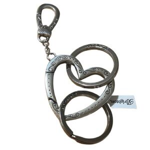 NWT Brighton Patchwork Valley Silver Heart Keychain